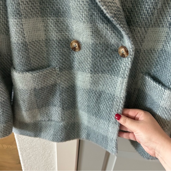 New Current Air Checkered Plaid Double Breasted Jacket - Picture 4 of 6